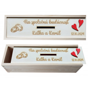 Custom-made wooden wedding box with names