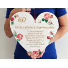 Drevené srdiečko 30cm Jubileum + venovanie NA MIERU