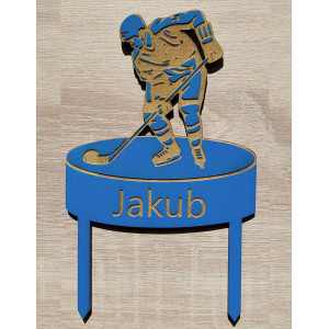 Holzkegel HOCKEY Breite 13cm bemalt - königlich blau