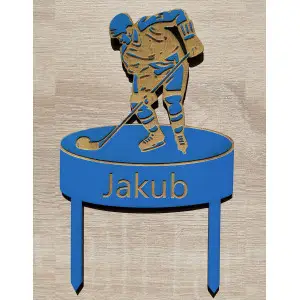 Holzkegel HOCKEY Breite 13cm bemalt - königlich blau