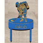 Holzkegel HOCKEY Breite 13cm bemalt - königlich blau