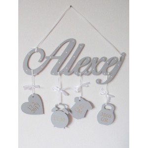 Holzname mit grauer Farbe 2