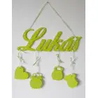 Wooden name with details color green