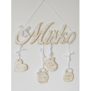 Wooden data table color patina white