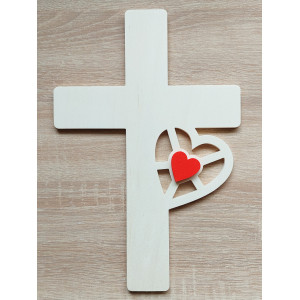 Cross on the wall with a heart 30 cm