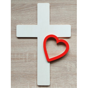 Cross on the wall with a large heart 30 cm