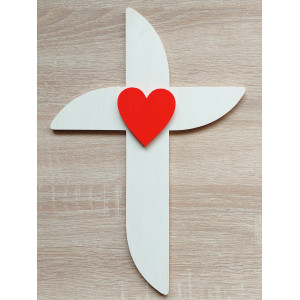 Cross on the wall rounded with a heart 30 cm
