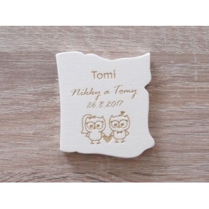 Hochzeitsmagneten mit Eulen 5x5,5cm