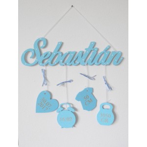 Wooden name with details color blue 2
