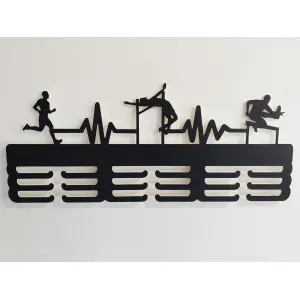 Wooden medal hanger painted 55cm - running, high jump, and obstacle race 2