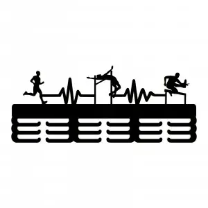 Wooden medal hanger painted 55cm - running, high jump, and obstacle race