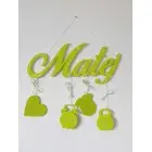 Wooden name with details color green