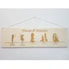 Drevená tabuľka šírka 55cm časová os s menami