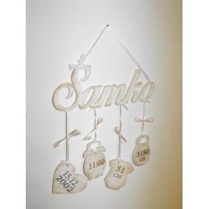 Wooden data table color patina white 2