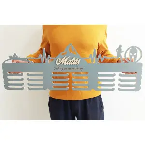 80cm wooden medal hanger + painting + name + grey