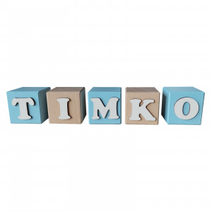 Painted wooden cubes with the name 5.5cm 2
