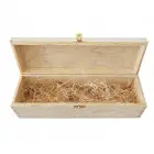 Gift wooden wine box with metal closure