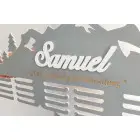 65 cm Holzmedaillenhänger - bemalt mit Bergen und Wald