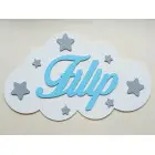Cloud decorated with name and stars, width 50cm