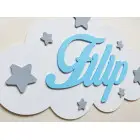 Cloud decorated with name and stars, width 50cm