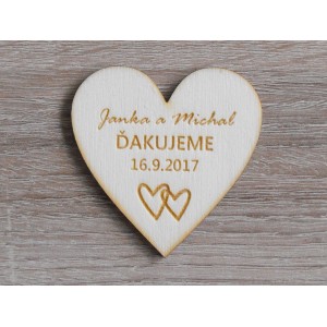 Hochzeitsmagnete mit zwei Herzen 55x55x3mm