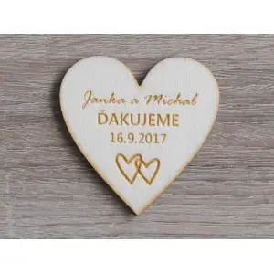 Svadobné magnetky B dva srdiečka 55x55x3mm