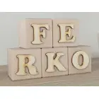 Large wooden blocks 5.5cm natural with name