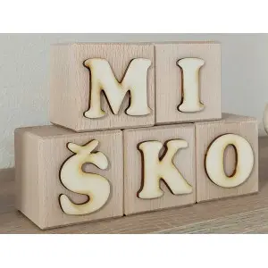 Large wooden blocks 5.5cm natural with name 2