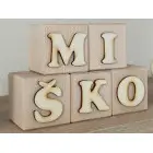 Large wooden blocks 5.5cm natural with name