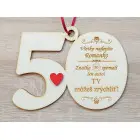 Birthday medal in the shape of the number 50