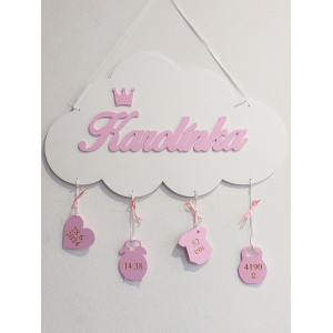 Name on the cloud with birth details 50cm