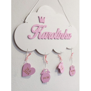 Name on the cloud with birth details 50cm 2