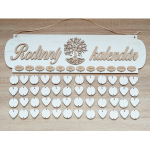 Family painted calendar TREE white patina