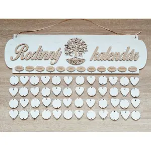 Family painted calendar TREE white patina