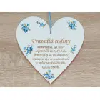 Tabuľka na dvere srdiečko 17cm Pravidlá rodiny modré kvietky