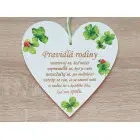 Table on the door heart 17cm Family rules four-leaf clover