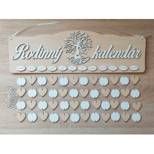 Family calendar painted TREE beige