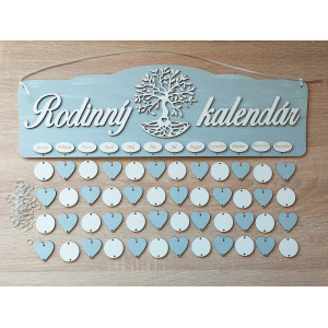 Painted family calendar TREE grey white