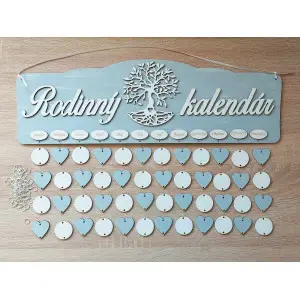 Painted family calendar TREE grey white
