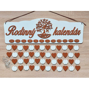 Painted family calendar TREE white brown
