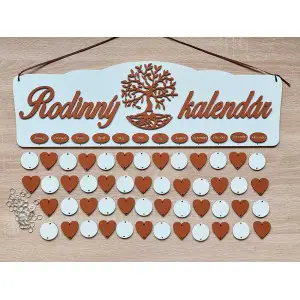 Painted family calendar TREE white brown