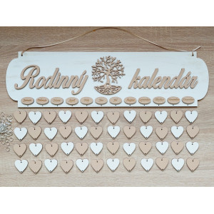 Family calendar painted with a TREE heart pendants