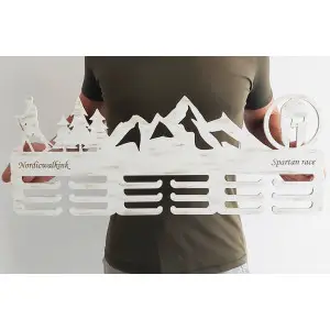 65cm maľovaný vešiak biela patina - Nordic walking