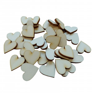 Wooden natural hearts 2cm (pack of 50)