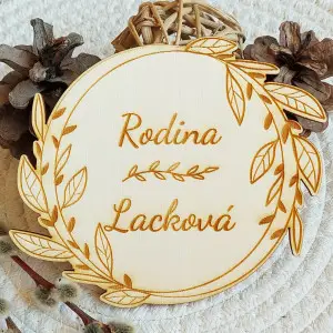 Wooden door sign floral 130mm