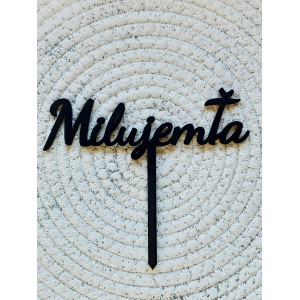 Milujem Ťa drevený zápich čierny 20cm 2