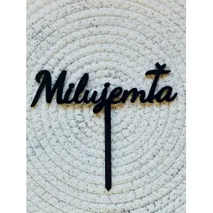 Milujem Ťa drevený zápich čierny 20cm 2