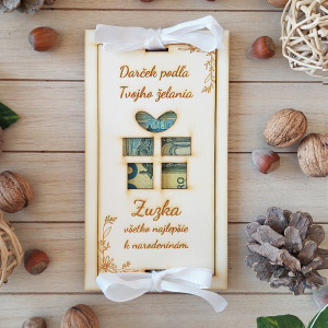 Wooden money envelope gift 20x10cm 2