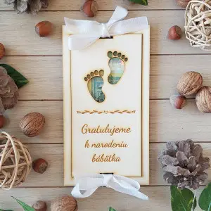 Holzgeldumschlag Herzlichen Glückwunsch zum Baby 20x10cm 2