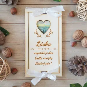 Drevená svadobná obálka na peniaze 20x10cm 2